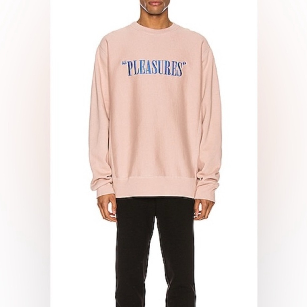 Pleasures Balance Embroidered Premium Crewneck in Dusty Rose Size M